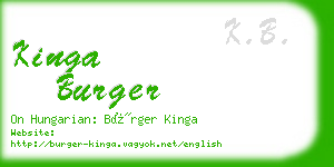 kinga burger business card